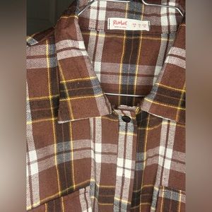 Brown Plaid Romwe Crop Jacket/shirt